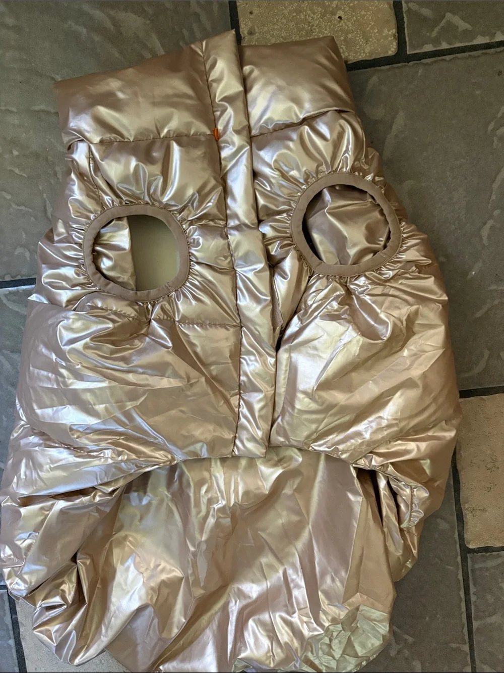 Iridescent gold Puffer dog jacket, dog clothing, new